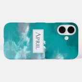 Coques Case-Mate iPhone Nuages Blancs sur Turquoise (Verso (horizontal))