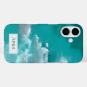 Coques Case-Mate iPhone Nuages Blancs sur Turquoise (Verso (horizontal))