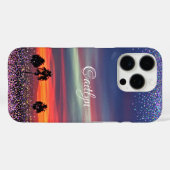 Coques Case-Mate iPhone Nuages bleus orange coucher de soleil ombre confet (Verso (horizontal))