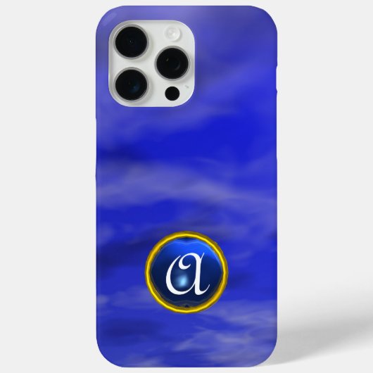 COQUES Case-Mate iPhone NUAGES DANS LE CIEL BLEU SAPPHIRE GEM STONE MONOGR (Verso)