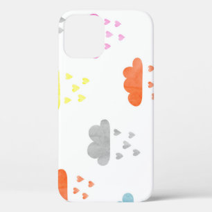 Case-Mate iPhone Case Nuages de rêve : pluie cardiaque aquarelle