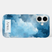 Coques Case-Mate iPhone Nuages peints en bleu et blanc (Verso (horizontal))
