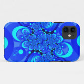 Coques Case-Mate iPhone Nuances bleues, initiales d'art fractal abstrait m (Dos (Horizontal))