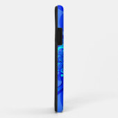 Coques Case-Mate iPhone Nuances bleues, initiales d'art fractal abstrait m (Dos/Droite)