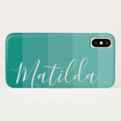 Coques Case-Mate iPhone Nuances d'aqua Ombre Stripe Nom personnalisé (Dos (Horizontal))