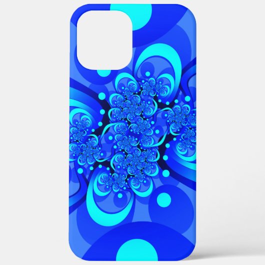 Coques Case-Mate iPhone Nuances de bleu Art fractal abstrait moderne (Verso)