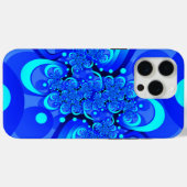 Coques Case-Mate iPhone Nuances de bleu Art fractal abstrait moderne (Verso (horizontal))
