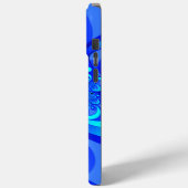 Coques Case-Mate iPhone Nuances de bleu Art fractal abstrait moderne (Verso / Gauche)