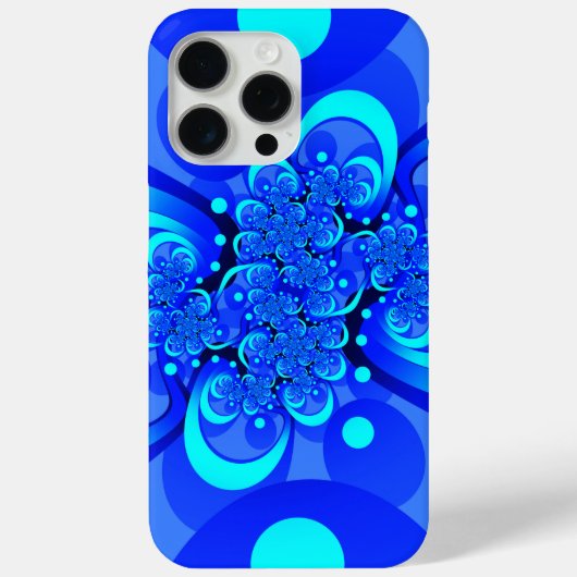 Coques Case-Mate iPhone Nuances de bleu Art fractal abstrait moderne (Verso)