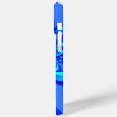 Coques Case-Mate iPhone Nuances de bleu Art fractal abstrait moderne (Verso / Gauche)
