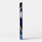 Coques Case-Mate iPhone Nuances de bleu et bronze doré géométrique chic (Verso / Droite)