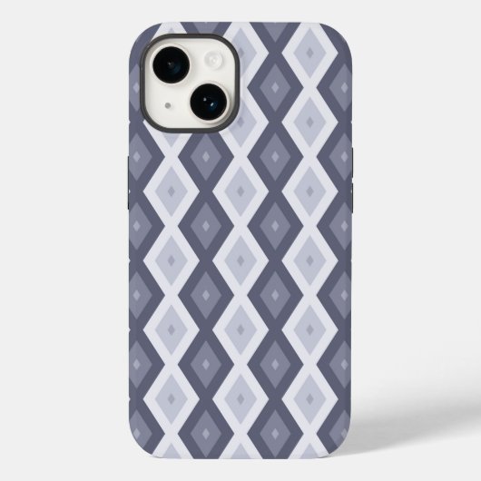 Coques Case-Mate iPhone Nuances de bleu gris motif diamant (Verso)