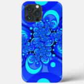 Coques Case-Mate iPhone Nuances de bleu moderne art fractal Abstrait (Verso)