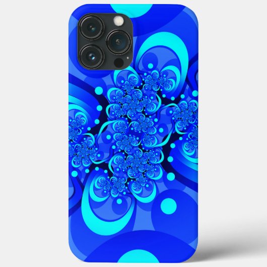 Coques Case-Mate iPhone Nuances de bleu moderne art fractal Abstrait (Verso)