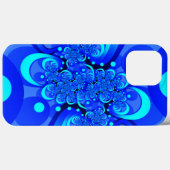 Coques Case-Mate iPhone Nuances de bleu moderne art fractal Abstrait (Verso (horizontal))