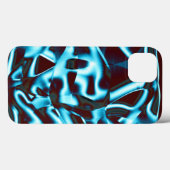 Coques Case-Mate iPhone Nuances de cyan clair sur bandes abstraites rouge (Verso (horizontal))