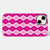 Coques Case-Mate iPhone Nuances de motif de diamant fuchsia (Verso (horizontal))