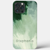 Coques Case-Mate iPhone Nuances de vert aquarelle abstraite Monogramme (Verso)