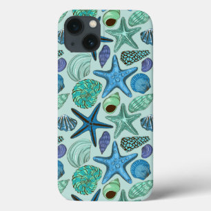 Case-Mate iPhone Case Nuances des coquillages et du motif bleus
