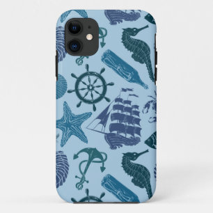 Coques Pour iPhone Nuances nautiques de motif bleu