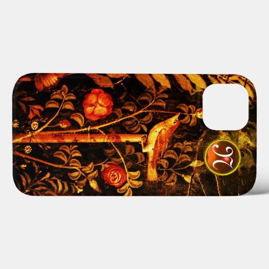 Coques Case-Mate iPhone NUIT AVEC MONOGRAMME ROSE, Jaune rouge (Verso (horizontal))