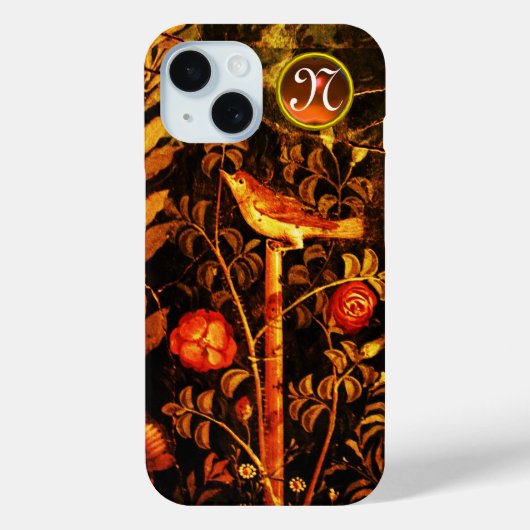 Coques Case-Mate iPhone NUIT AVEC MONOGRAMME ROSE, Jaune rouge (Verso)