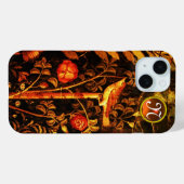 Coques Case-Mate iPhone NUIT AVEC MONOGRAMME ROSE, Jaune rouge (Verso (horizontal))