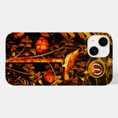 Coques Case-Mate iPhone NUIT AVEC MONOGRAMME ROSE, Jaune rouge (Verso (horizontal))