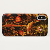 Coques Case-Mate iPhone NUIT AVEC MONOGRAMME ROSE, Jaune rouge (Dos (Horizontal))