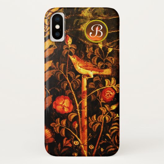 Coques Case-Mate iPhone NUIT AVEC MONOGRAMME ROSE, Jaune rouge (Dos)