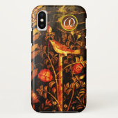 Coques Case-Mate iPhone NUIT AVEC MONOGRAMME ROSE, Jaune rouge (Dos)