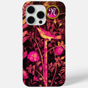 Coque iPhone 15 Pro Max NUIT AVEC MONOGRAMME ROSE, Rose Black Jaune