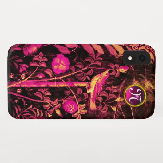 Coques Case-Mate iPhone NUIT AVEC MONOGRAMME ROSE, Rose Black Jaune (Dos (Horizontal))