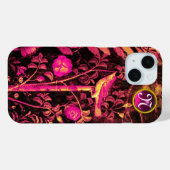 Coques Case-Mate iPhone NUIT AVEC MONOGRAMME ROSE, Rose Black Jaune (Verso (horizontal))