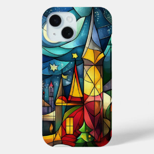 Coque Pour iPhone 15 Nuit de Noël de l'église aux vitraux