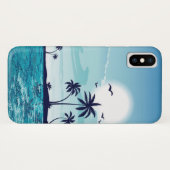 Coques Case-Mate iPhone Nuit de plage avec Oiseaux de lune Palm Tree Ocean (Dos (Horizontal))
