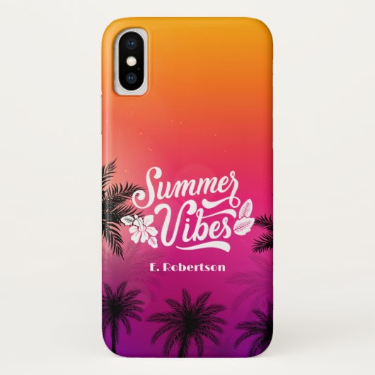 Coques Case-Mate iPhone Nuit d'été Tropical Ombre Beach Nom personnalisé (Dos)