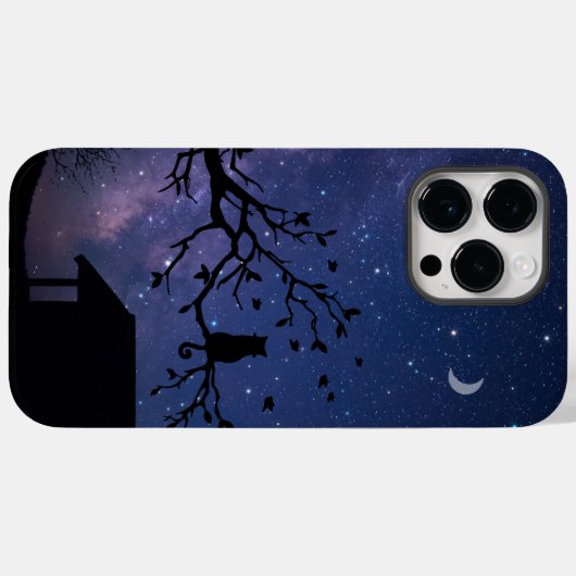 Coques Case-Mate iPhone Nuit d'illustration bleue (Verso (horizontal))