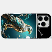 Coques Case-Mate iPhone Nuit illuminée de Lune avec Aigle d'Or (Verso (horizontal))