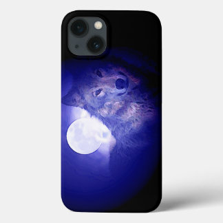 Coques Pour iPhone Nuit loup et bleu
