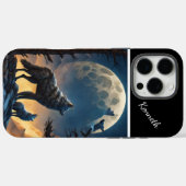 Coques Case-Mate iPhone Nuit Lune avec Loup hurlant (Verso (horizontal))
