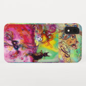 COQUES Case-Mate iPhone NUIT MASQUÉRADE / DAME AVEC CHAT NOIR MONOGRAM (Dos (Horizontal))