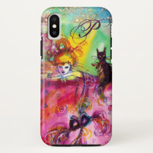 COQUE Case-Mate POUR iPhone NUIT MASQUÉRADE / DAME AVEC CHAT NOIR MONOGRAM