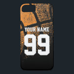 Etui iPhone Case-Mate Numéro de maillot de basket-ball sport personnalis<br><div class="desc">Coque iphone de maillot de basket-ball sport personnalisé. Couverture iPhone personnalisée avec design de basketball orange antique. Couleur arrière - plan personnalisable derrière la photo vintage. Personnalisable avec le nom de l'équipe du lycée, monogramme, citation drôle, slogan, etc. Idée cadeau d'anniversaire mignonne pour les garçons et les filles sportifs. Faites-en...</div>