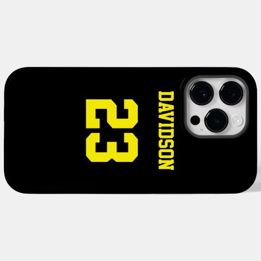 Coques Case-Mate iPhone Numéro de nom du maillot noir et jaune (Verso (horizontal))