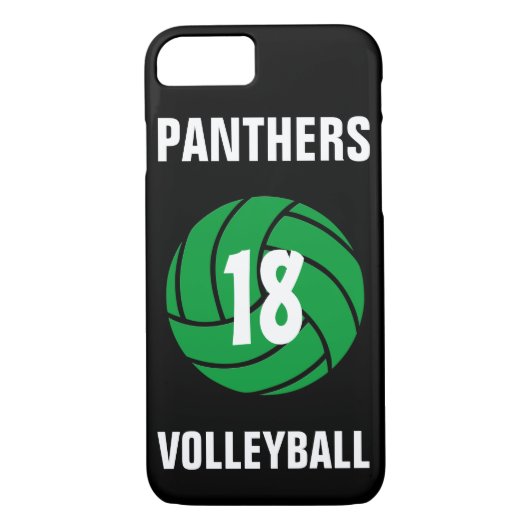 Coques Case-Mate iPhone Numéro de volley-ball vert personnalisé et boîtier (Dos)