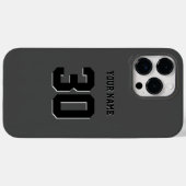 Coques Case-Mate iPhone Numéro et nom personnalisés en noir simple (Verso (horizontal))