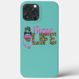 Case-Mate iPhone Case Nurse Life Messy Bun Hair Leopard Nurses Day