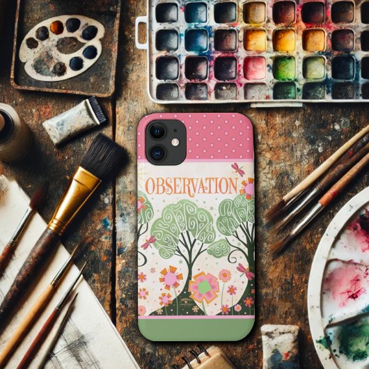 Coques Case-Mate iPhone Observation Floral rose vert Inspirivité