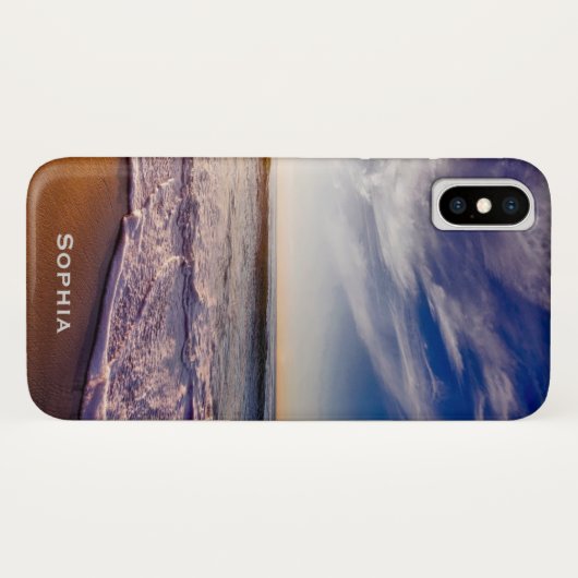 Coques Case-Mate iPhone Ocean Beach Vacances Nom du monogramme (Dos (Horizontal))